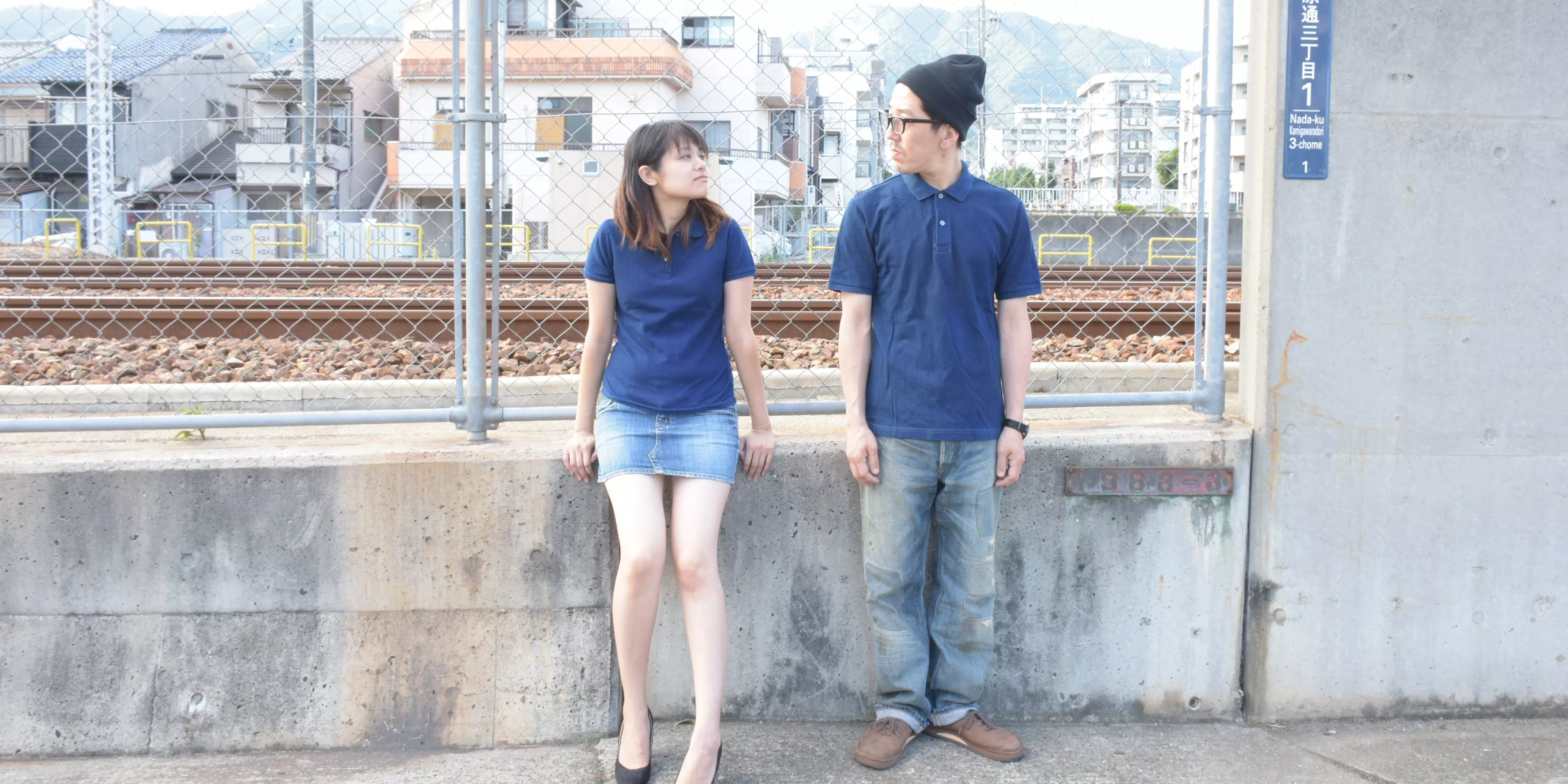 神戸のプレゼント・ギフトに藍染半袖ポロシャツ