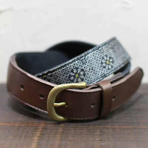 ギフト・プレゼントに日本製オリジナルベルト大島紬ヌメ革オーダーベルト