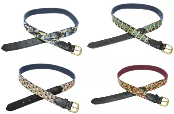 ギフト・プレゼントに日本製オリジナルレトロな柄のヌメ革オーダーベルト